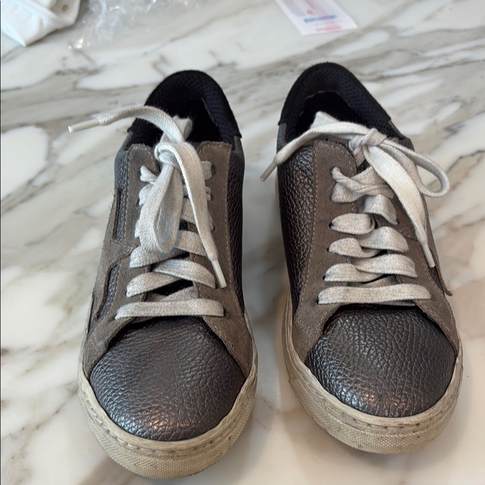 Black and Gray Leather Sneakers